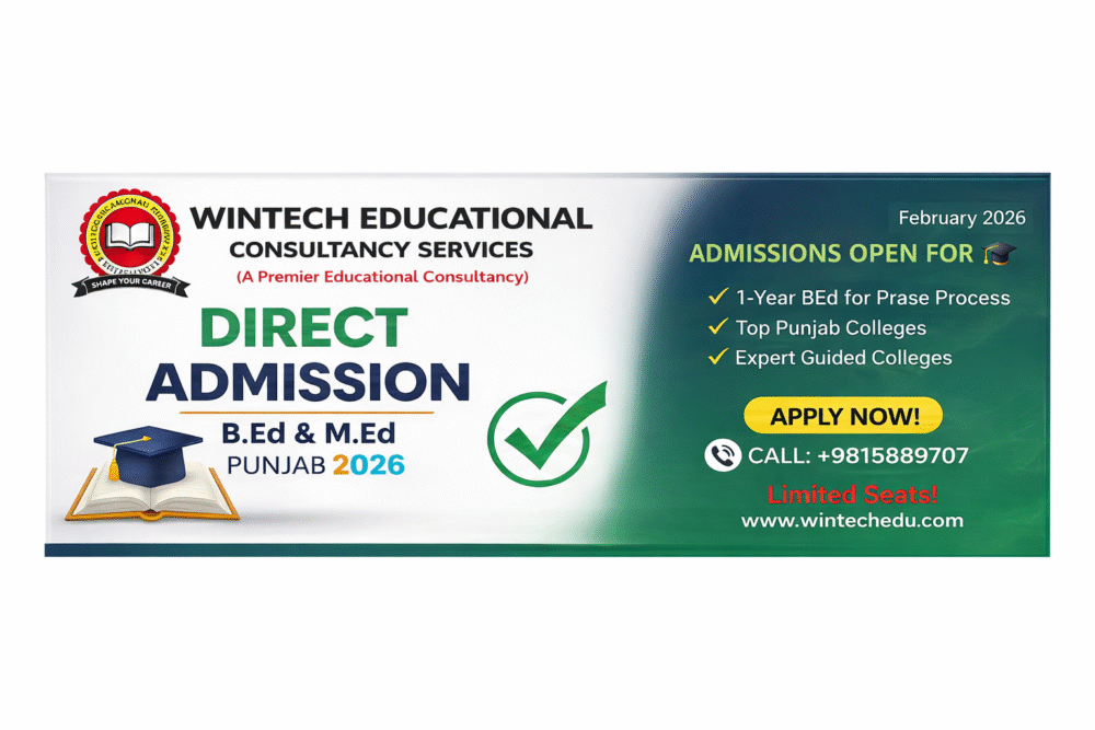 Direct B.Ed M.Ed Admission Punjab 2026 Process